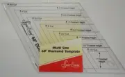 Quilt Diamond Ruler, Multi Size, 60 Degree Diamond Template, 1 1/2" to 4 1/2"
