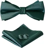 [PACGOTH] Bow Ties for Men, Men’s Pre-Tie Bow Tie Satin Silk Adjustable Bow Tie Cufflinks Pocket Square Sets With Gift Box