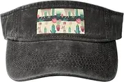 [RLDOBOFE] Sun Visor Hat Adjustable Empty Top Baseball Cap Llama and Cactus Sun Hats for Women Men Sports Hats Summer Beach Cap