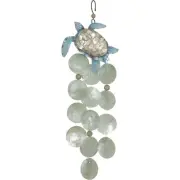Metal & Capiz Art Embellished Turtle Wind Chime Garden Outdoor Decor