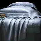 Bedding Set 4pcs Nature Silk Blend Duvet Cover Flat Sheet 2 Pillowcases Flowers