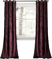 Lush Decor Prima Velvet Curtains Color Block Light Filtering Window Panel Set for Living, Dining, Bedroom (Pair), 38" W x 84" L, Plum