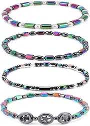 INENIMARTJ Hematite Anklet Colourful Obsidian Anklet Bracelet Women's Circle Star Color Beach Lady Anklet