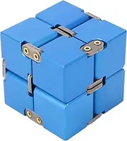 Metal Infinity Cube, Infinite Flip Cube Decompression Toy for Kid and Adult Aluminum Alloy Fidget Cube Toy Handheld Anti Stress Toy(Blue)