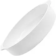 Kichvoe Ceramic Round Baking Pan, 8inch Ceramic Pie Pan with Double Handle, Large White Dinner Dish, Microwave, Dishwasher, and Oven Safe