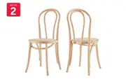 Set of 2 Matt Blatt Bentwood Chairs (Natural Beech/Rattan Seat)