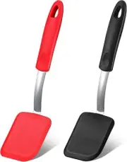 Silicone Cookie Spatula Turner 24.6 x 6.5 cm/ 9.69 x 2.56 inches, Black, Red