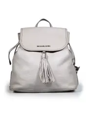 Grey Pebbled Leather Tassel Backpack