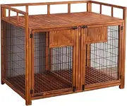 Solid Wooden Dog Crate, Heavy Duty Dog Crate, Furniture Dog Crate, Modern Side Table with Removable Partition，Can hold more than one dog，Suitable for medium/large/small dogs