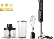 Immersion Blender 800W with Chopper Whisk and Beaker Deluxe Set Grey