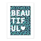 Leopard Blue And Purple Words Beautiful Print Canvas Premium Wall Decor Poster