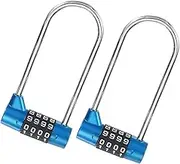 JZS Long Shackle Combination Lock 4 Digit Outdoor Waterproof Padlock with Resettable Code for School Gym Locker