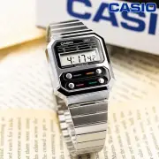 Casio Vintage Silver Retro Digital Classic Watch A100WE-1ADF - Timeless Design