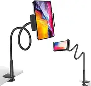 Phone Holder,360 Flexible Lazy Tablet Holder for Bed,with Adjustable 80CM 31.5” Long Arm Clamp Bracket Mount Stand for 4.7~10.5" iPhone/iPad Air/Pro/mini/Tablet/Switch(Black)