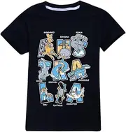 [HERSE] Australia Animal Kangaroo Echidna Koala Platypus Kids Unisex T-Shirt 100% Cotton (12, Black)