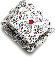 [JewelryWeb] Stainless Steel Polished Red CZ Simulated Diamond Stretch Bracelet-Stretch-Bracelet for Women