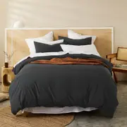 MyHouse Stonewash Quilt Cover Set 245X210cm - Onyx - King