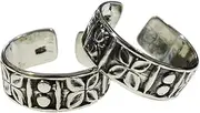 [TIBETAN SILVER] Fashion Toe Rings for Women & Teens Fine Engraving Ethnic Gypsy Boho Designer Modern Contemporary Adjustable Size Authentic 925 Sterling Silver Toe Ring Jewelry
