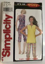 Simplicity Pattern # 5996 Misses Tunic Top And Pants Easy Beginners Sz 10-20