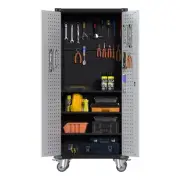 GangMei Metal Tool Storage Cabinet with Pegboard and Shelves