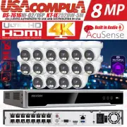 Hikvision Compatible 16CH 5MP POE Dual Light Security Camera System Audio Lot
