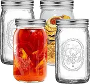 32 oz Wide Mouth Mason Jars Half Gallon Mason Jars with Airtight Lids and Bands for Canning, Fermenting & Pickling (4)