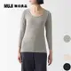 女棉混保暖U領八分袖T恤【MUJI 無印良品】