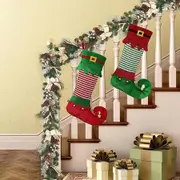 Christmas Stocking Gift Socks Christmas Elf Legs Christmas Tree Decor Christmas Sock Gift Bag (Green)