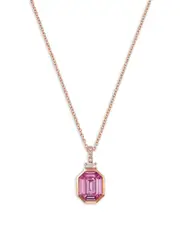 Bloomingdale's Fine Collection Pink Sapphire & Diamond Baguette Pendant Necklace in 14K Rose Gold, 18