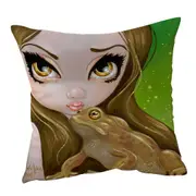 Faces of Faery #28 Swamp Girl and Frog Cushion Cover