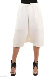 RICK OWENS Silk Milk Crop Pants Drop Crotch size IT 42/US 8