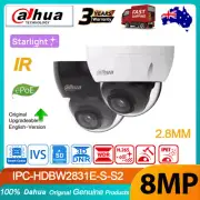 Dahua 4K 8MP Starlight Dome IP Camera H265+ POE IPC-HDBW2831E-S-S2 Black & White