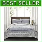 Luxury Navy & White Geometric King Quilt Set - Reversible, Soft Cotton Bedding