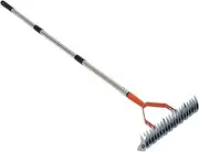 Jiawu Thatch Rake, Lawn Thatching Rake, Ergonomic Handle Wide Head Dead Grass Rakes Lawn Dethatcher, Easy to Use, 3 Sections, Efficient Thatch Removal for Yard Garden