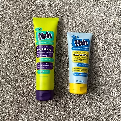 NEW TBH Gentle Gel Face Wash 6 oz & Cedar Bark Sage Body Lotion 8 oz Teen Kids