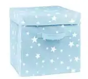 Stars Storage Cube - Blue w White Stars Toy Box - Kids - Nursery