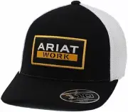 ARIAT Men's Flexfit 110 Adjustable Work Patch Mesh Back Black/White Hat