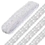 10 Yard Sequins Beaded Lace Trim 2.36" Sequins Lace Mesh Ribbon Silver