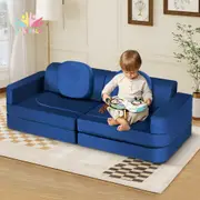 Playpals 12PCS Modular Kids Play Couch Inspiring Child Creativity Foam Sofa Blue
