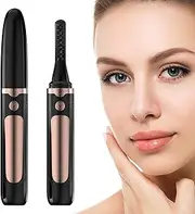 Heated Eyelash Curler Electric - 4 Heat Settings & Quick Heating in 30s - Eyelash Curler with Anti-Burn Protection & LED Display - Silicone Eyelash Brush for Real/False Eyelashes (Black)