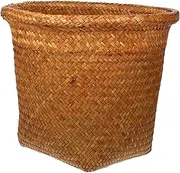 Cabilock Woven Trash Can Sundries Basket Decorative Storage Basket Office Waste Container