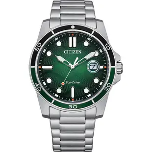 CITIZEN 星辰 光動能水波紋手錶 送禮推薦-綠面 AW1811-82X