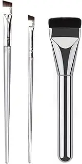 3pcs Must-have Makeup Brush Tool Set Including Blade-Shaped Eyeliner Brush, Flat Foundation Brush, Ultra-Thin Angled Brush, Eye Liner Brush