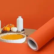 Orgthin Peel and Stick Wallpaper Contact Paper Self Adhesive 15.7" x 196.9", Solid Color Waterproof, Vinyl Wall Paper Roll, Textured Wallpaper Removable for Cabinets Countertop Shelf, Orange