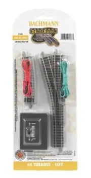 Bachmann E-Z Track #4 Left Hand Turnout, Nickel Silver Rail, N Scale