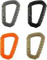 SagaSave 4 Pcs Locking Carabiner Clips, Plastic D Shape Quick Link Keychain, Tactical Carabiner Clip for Outdoor Sports Hiking Climbing