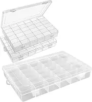 [Bonbuilguy] 2 Pack 36 Grids Clear Plastic Organizer Box, Craft Organizers and Storage Container with Adjustable Dividers for Beads, Art DIY, Crafts, Jewelry, Screw, Fishing Tackle, Sewing Storage