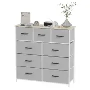 Advwin 9 Chest Of Drawers Storage Cabinet Fabirc Drawers Light Grey