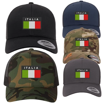 ITALIA FLAG CAP Hat Italian Italy Flexfit yupoong Camouflage snapback stretch