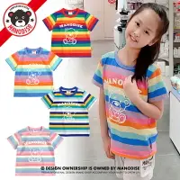 在飛比找樂天市場購物網優惠-manodise兒童短袖21夏款男女童裝彩色條紋棉T恤洋氣彩